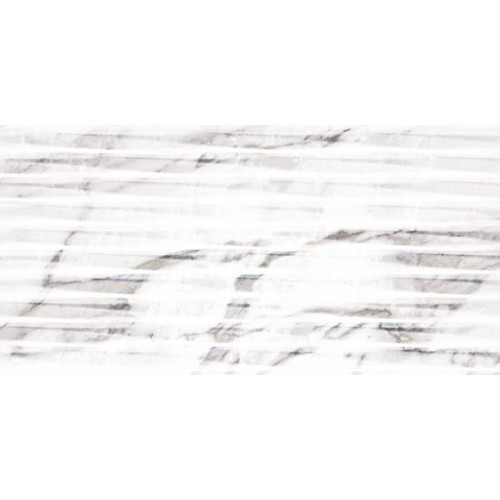Carrara White Lined Shine плитка настенная структ. 30x60