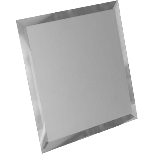 Квадратная зеркальная серебряная плитка с фацетом 10мм КЗС1-02 - 200х200 мм/10шт