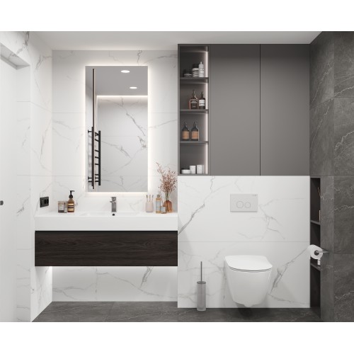 Марс Грей Керамогранит белый 60х120 матовый гравированный